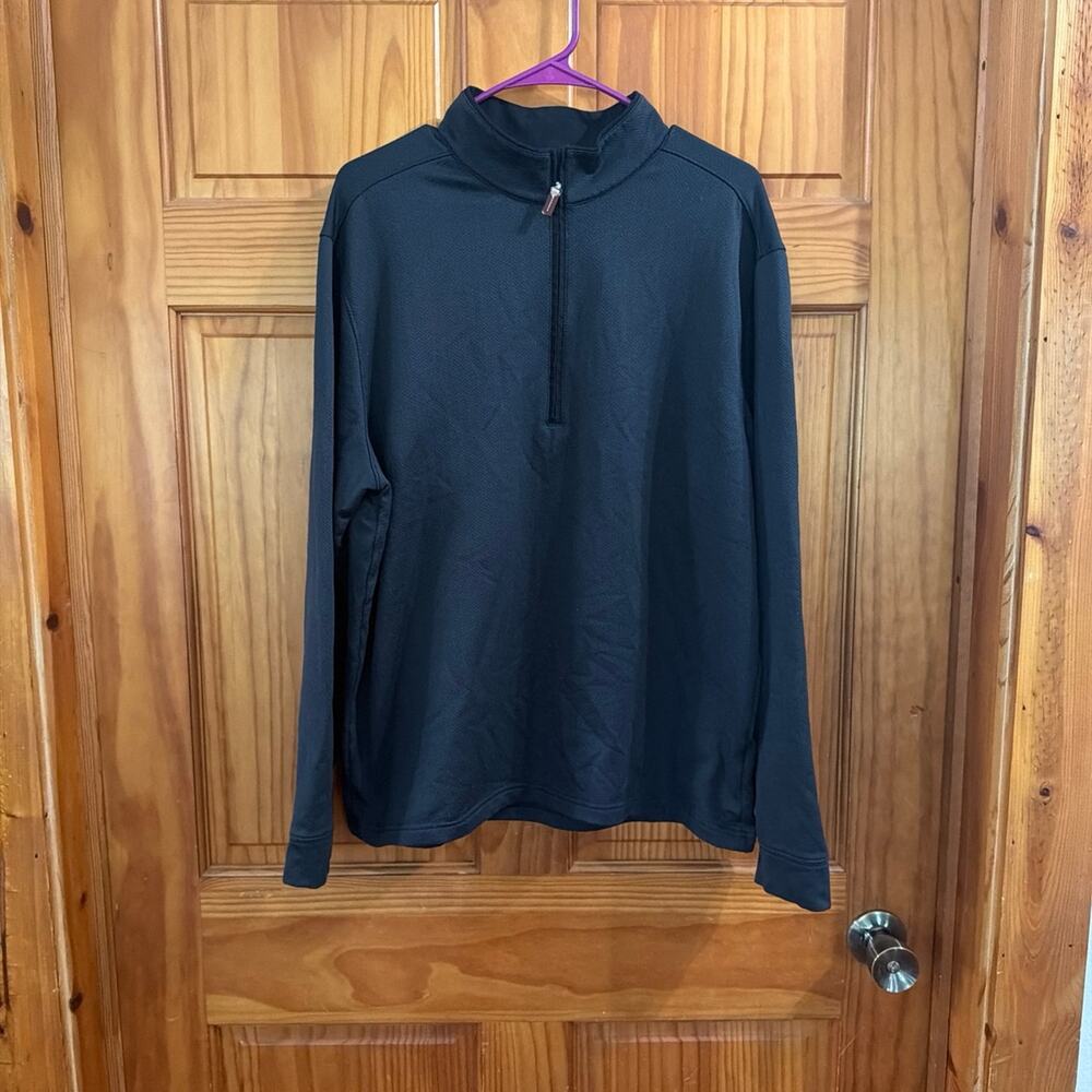 Men's Walter Hagen Black 1/4 Zip Long Sleeve Athletic Pullover Shirt Size L